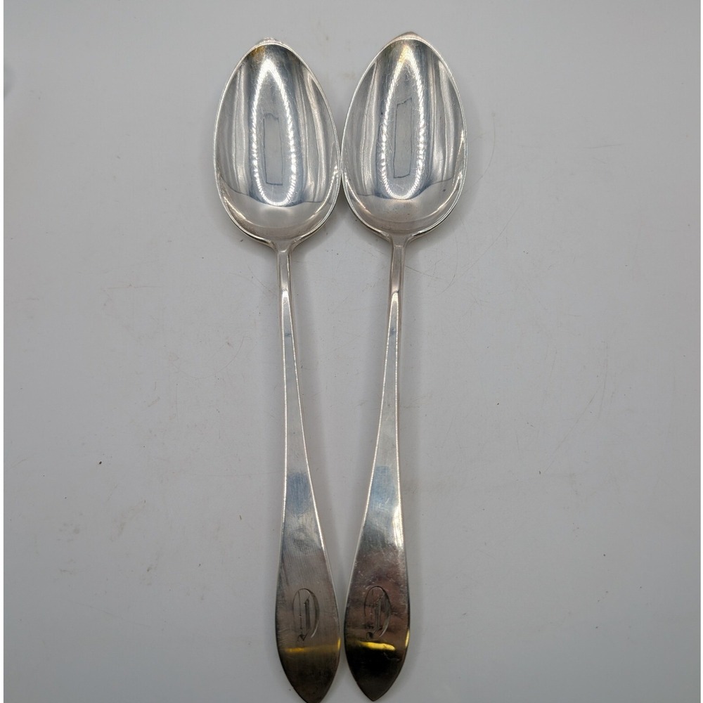 Vtg Pair Old Newbury Crafters ONC Sterling Silver Serving Spoons Monogram D 138g